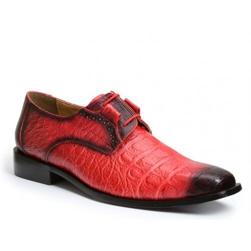 Giorgio Brutini "Hendricks" Red / Black Hornback Crocodile Print Shoes 210921-0